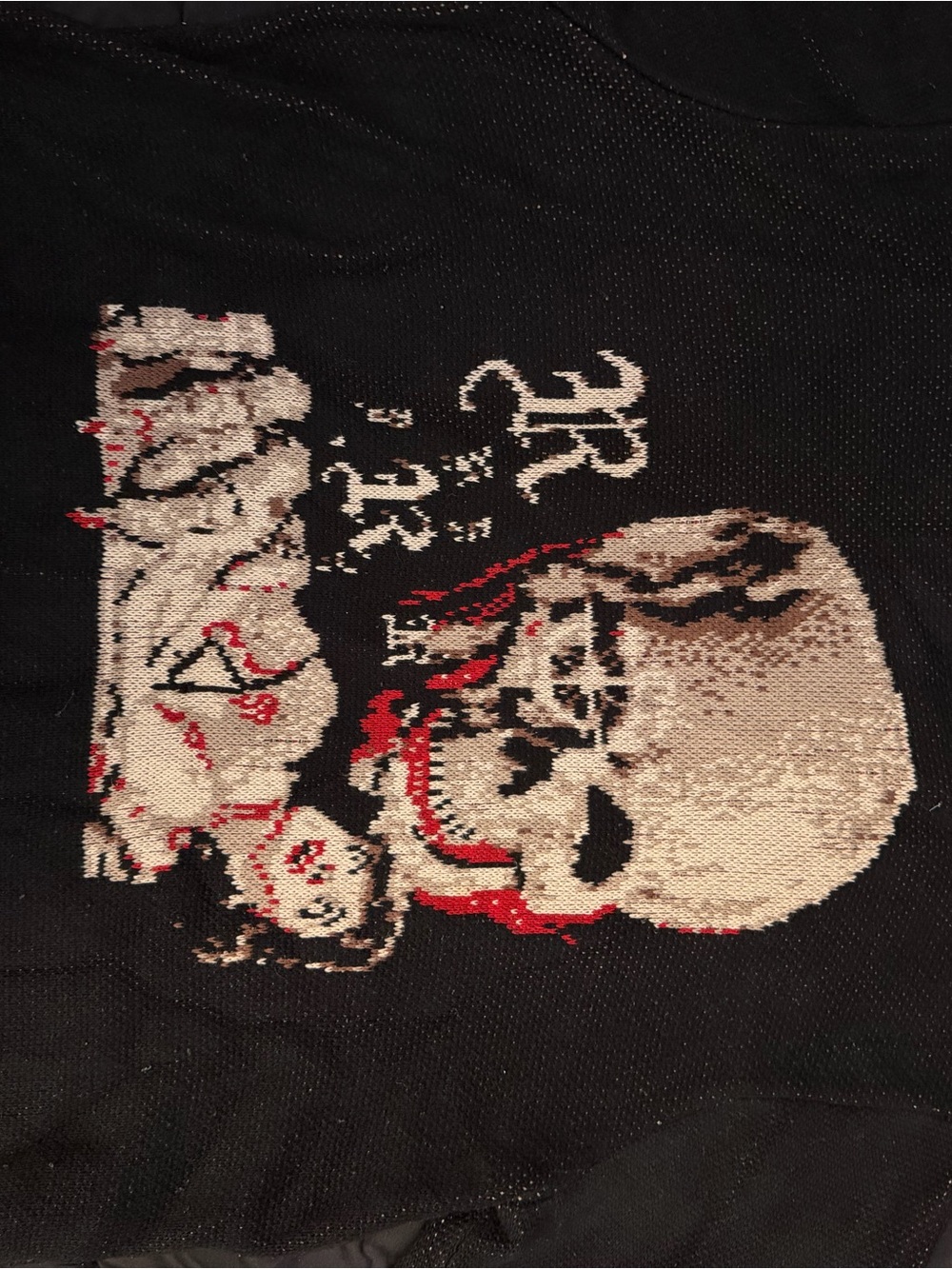Revenge Black Crewneck Sweater with Skull Graphic
